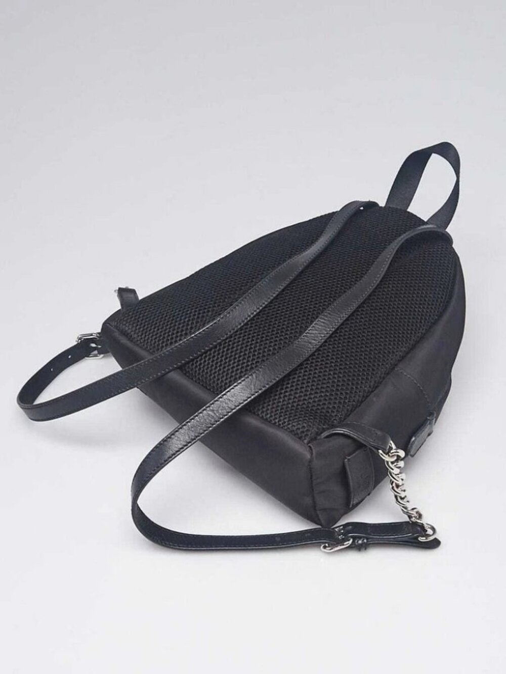 Fendi Black Nylon and Shearling Mini Backpack Bag 8BZ038 - Picture 3 of 11